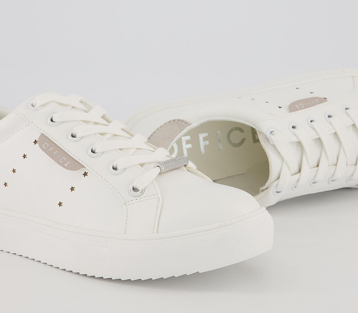 Office Flora Star Detail Lace Up Trainers Office Flora Star Detail Lace Up Trainers White Nude Mix