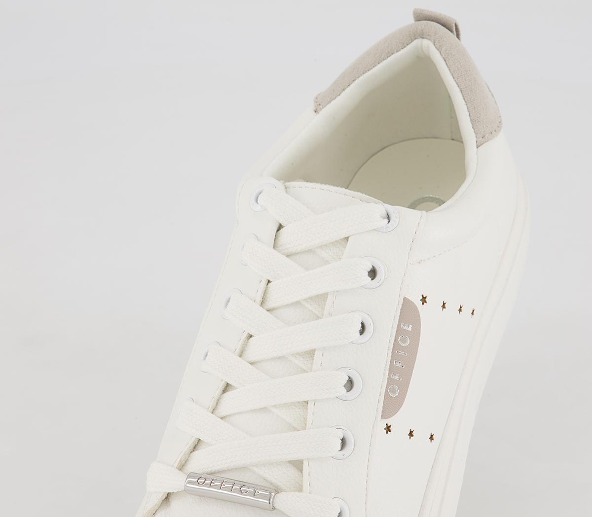 Office Flora Star Detail Lace Up Trainers Office Flora Star Detail Lace Up Trainers White Nude Mix