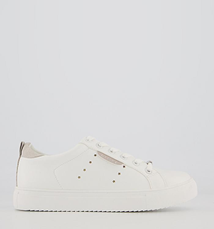 Office Flora Star Detail Lace Up Trainers White Nude Mix