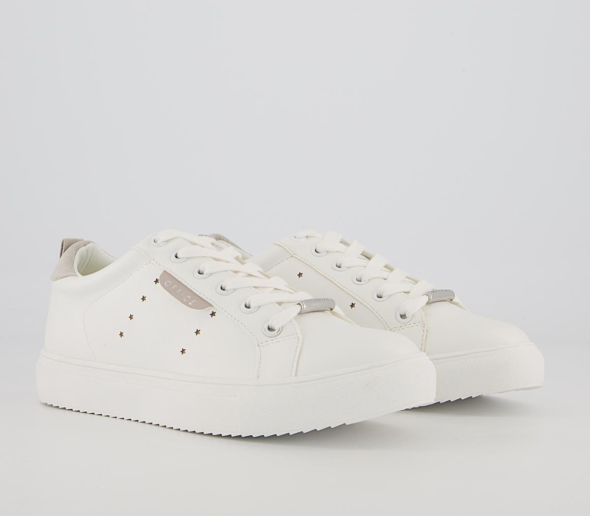 Office Flora Star Detail Lace Up Trainers Office Flora Star Detail Lace Up Trainers White Nude Mix