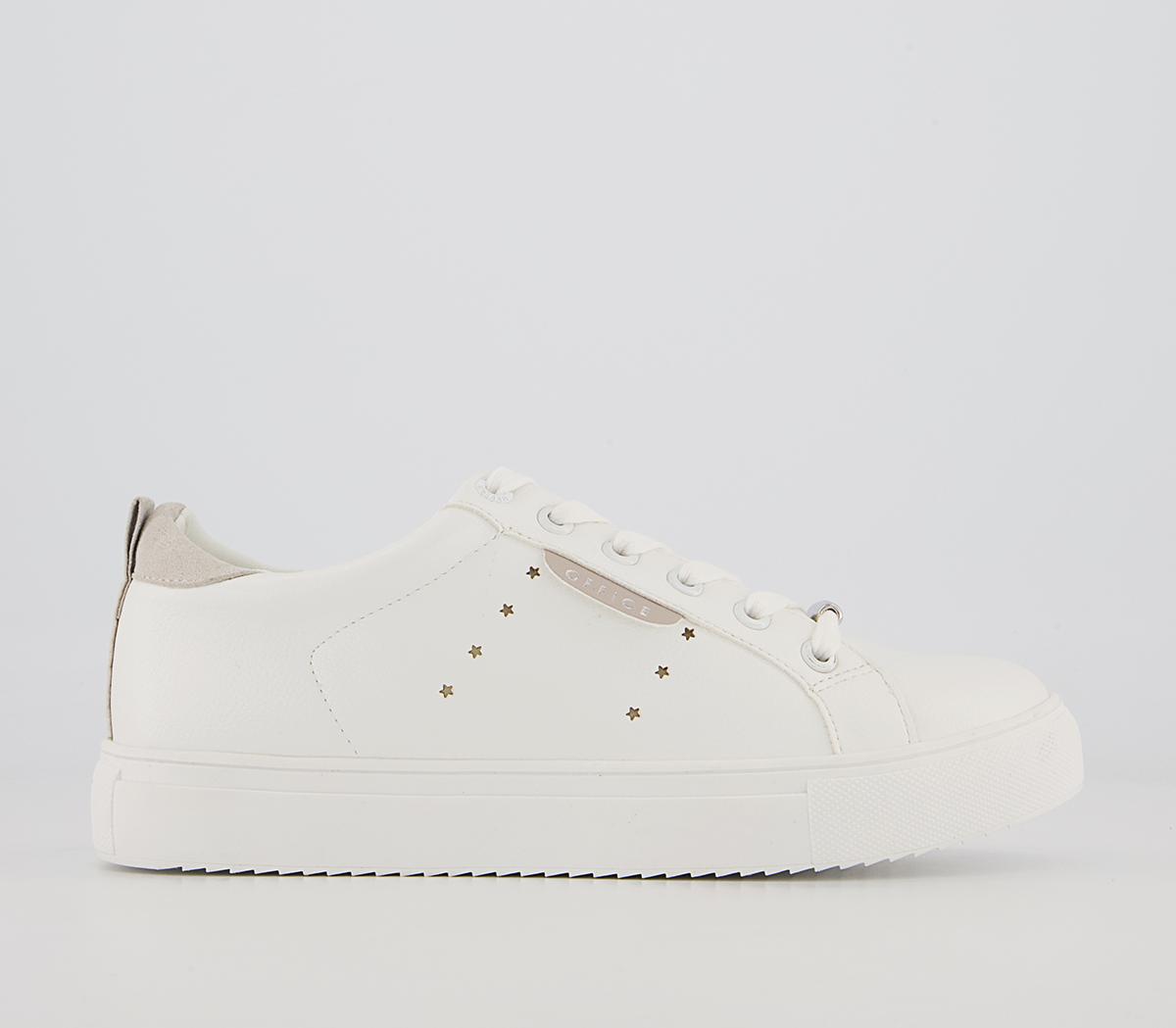Office Flora Star Detail Lace Up Trainers Office Flora Star Detail Lace Up Trainers White Nude Mix