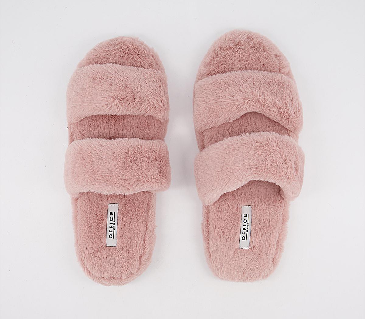 Office Froze Double Strap Fluffy Slippers Office Froze Double Strap Fluffy Slippers Pink