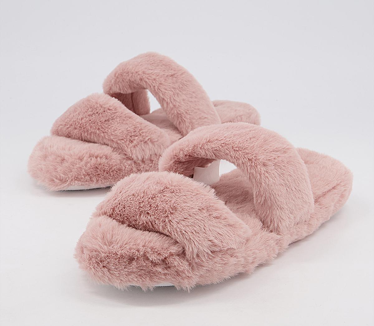 Office Froze Double Strap Fluffy Slippers Office Froze Double Strap Fluffy Slippers Pink