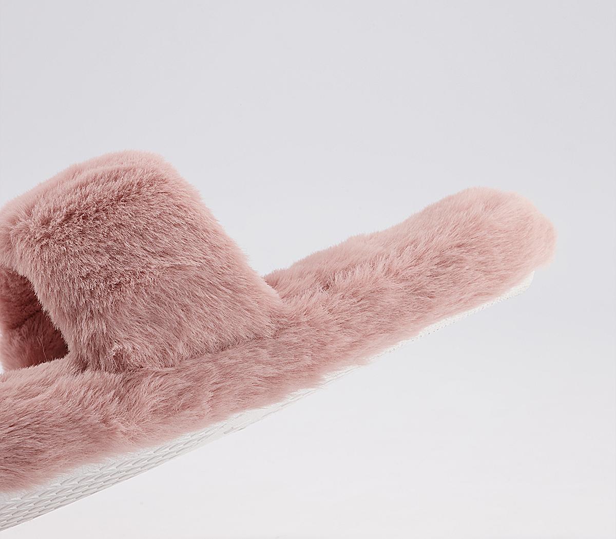 Office Froze Double Strap Fluffy Slippers Office Froze Double Strap Fluffy Slippers Pink