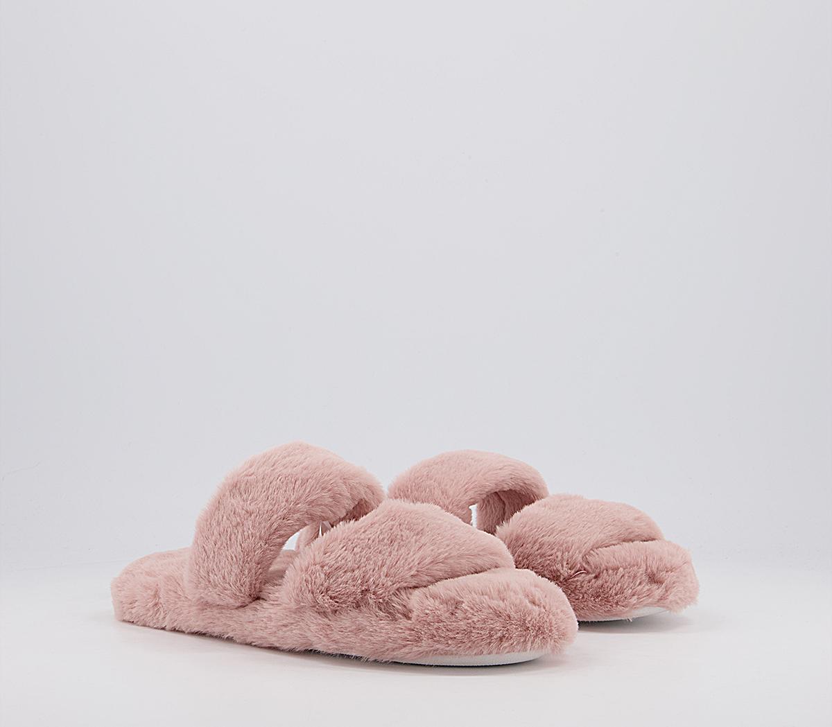 Office Froze Double Strap Fluffy Slippers Office Froze Double Strap Fluffy Slippers Pink