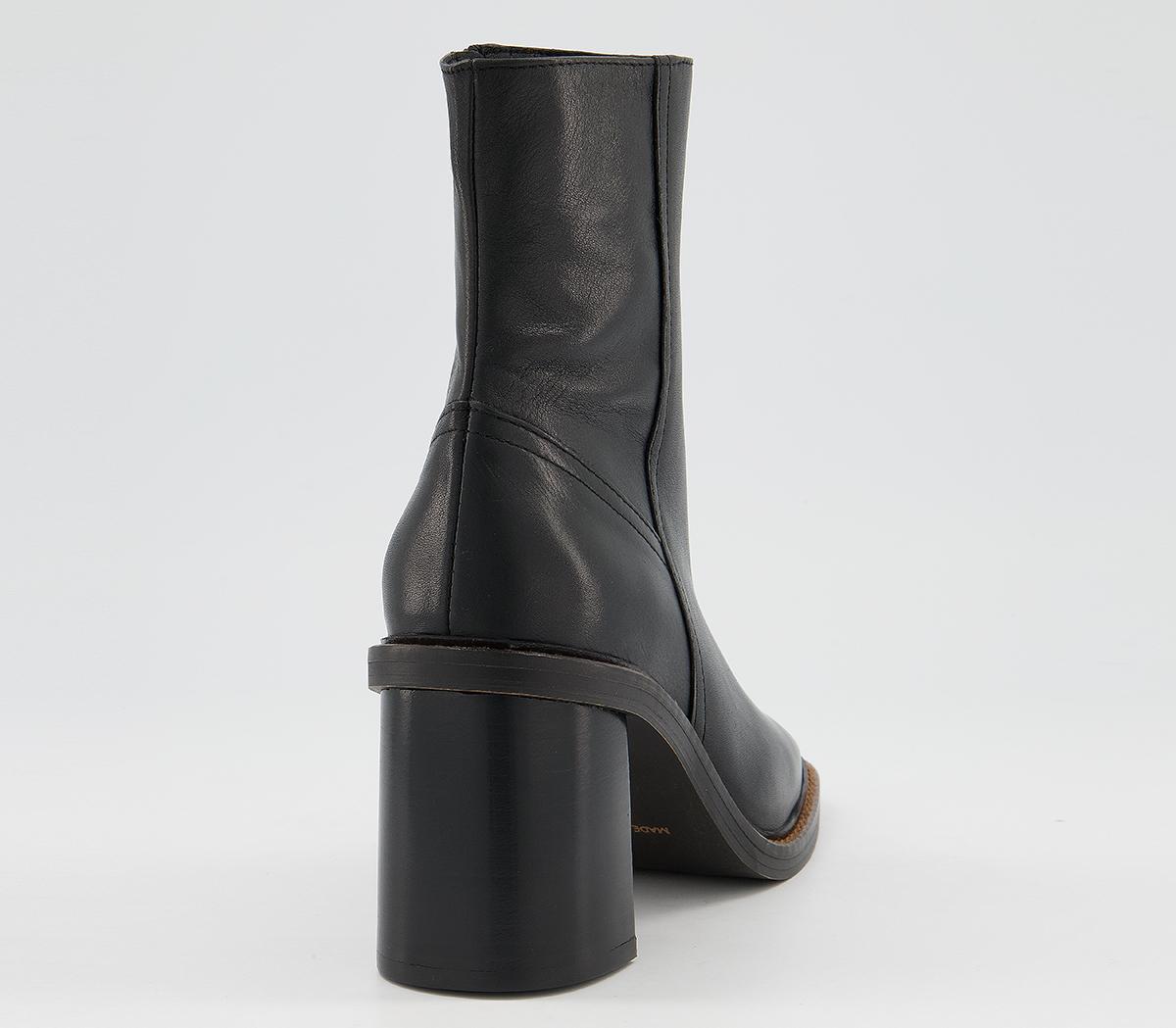 OFFICEAccent Randed Block Heel BootsBlack Leather