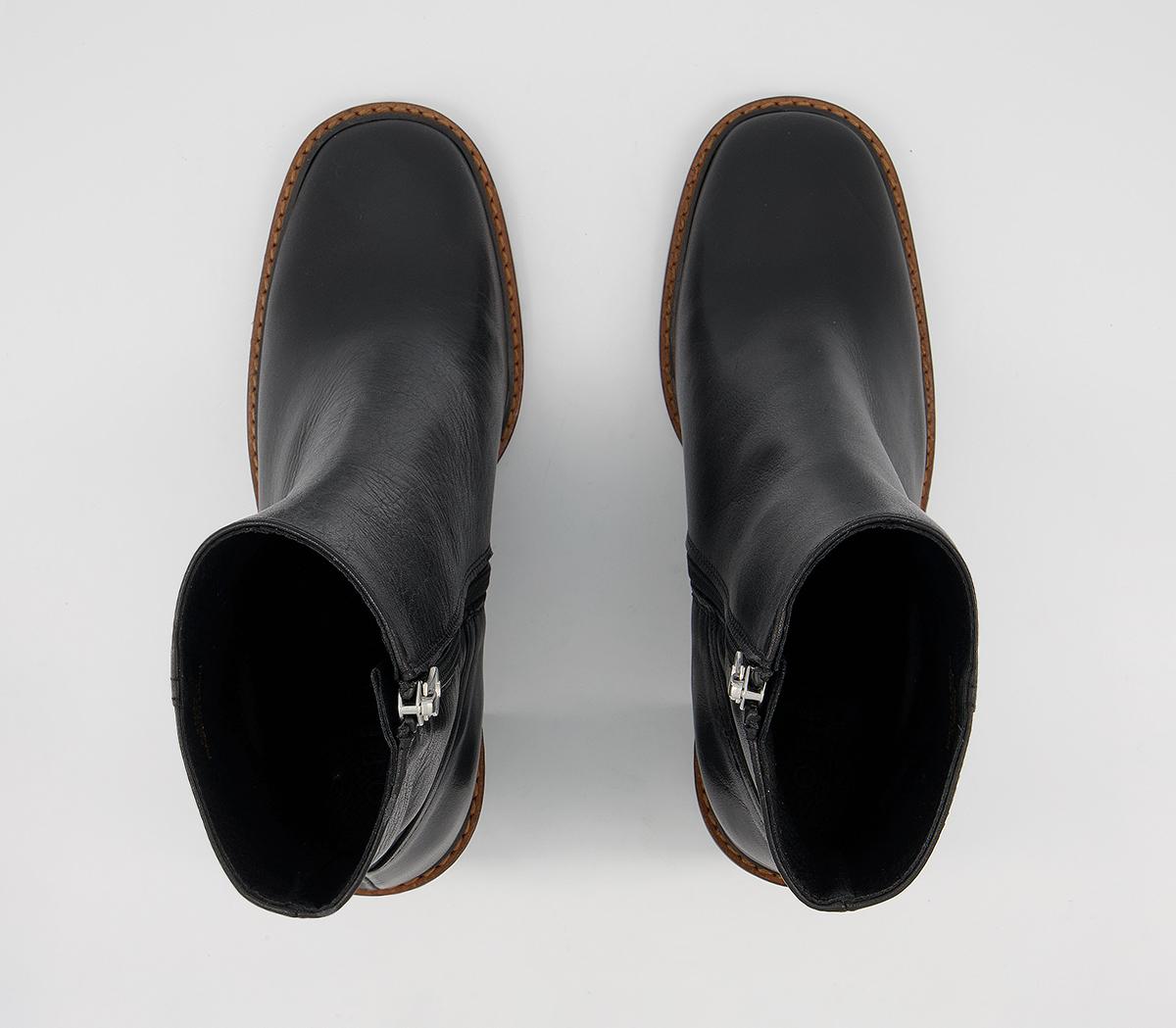 OFFICEAccent Randed Block Heel BootsBlack Leather