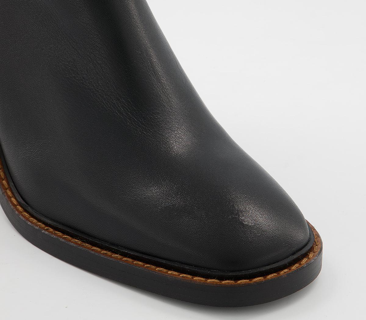 OFFICEAccent Randed Block Heel BootsBlack Leather