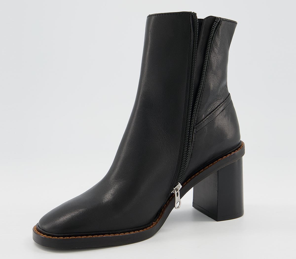 OFFICEAccent Randed Block Heel BootsBlack Leather