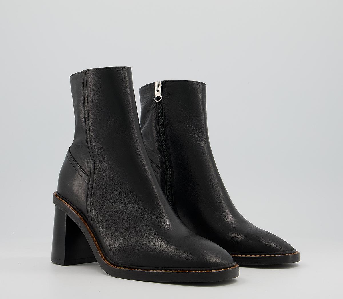 OFFICEAccent Randed Block Heel BootsBlack Leather