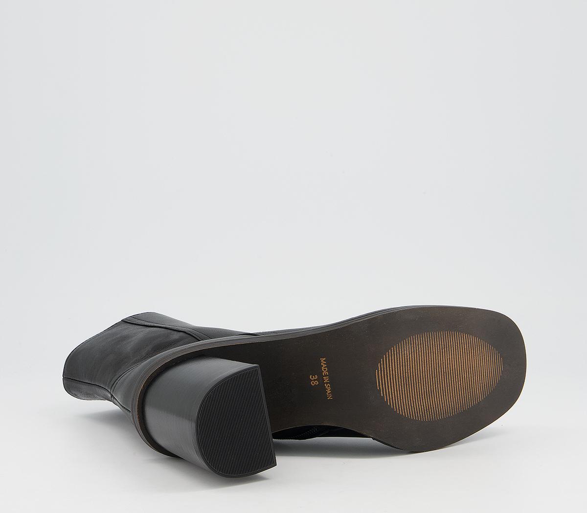OFFICEAccent Randed Block Heel BootsBlack Leather