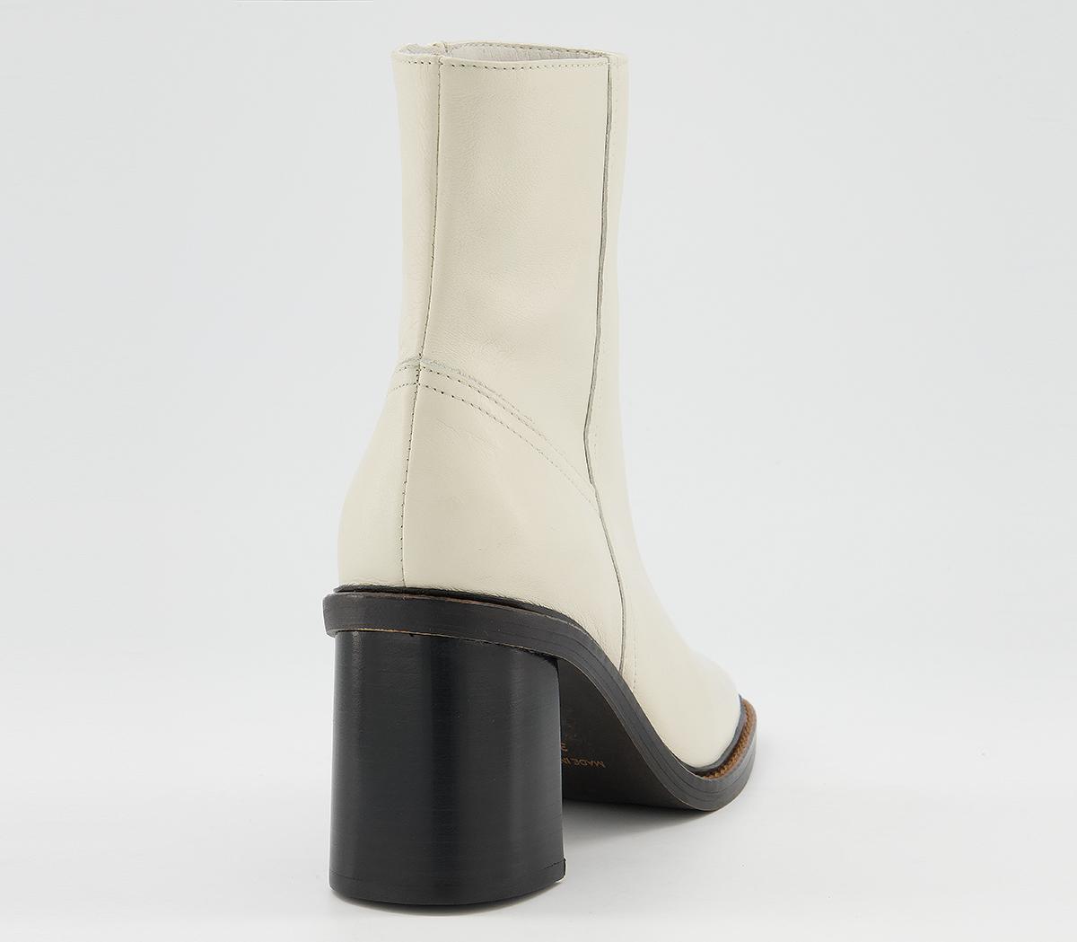 OFFICE Accent Randed Block Heel Boots OFFICE Accent Randed Block Heel Boots Bone Leather