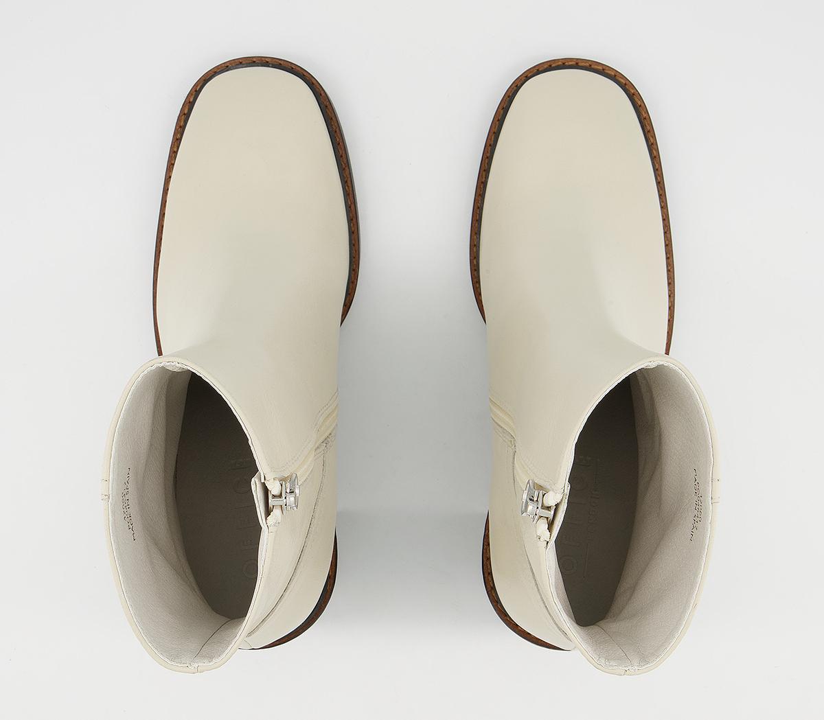 OFFICE Accent Randed Block Heel Boots OFFICE Accent Randed Block Heel Boots Bone Leather