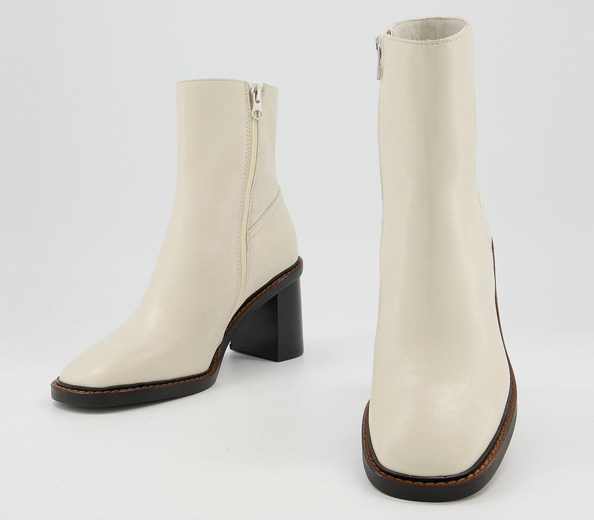 OFFICE Accent Randed Block Heel Boots OFFICE Accent Randed Block Heel Boots Bone Leather