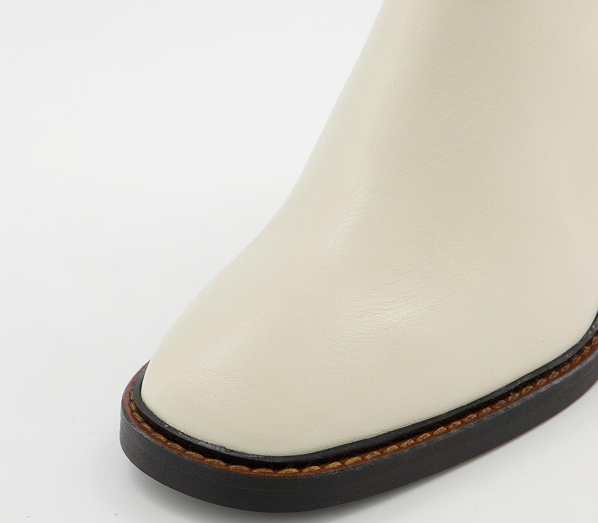 OFFICE Accent Randed Block Heel Boots OFFICE Accent Randed Block Heel Boots Bone Leather