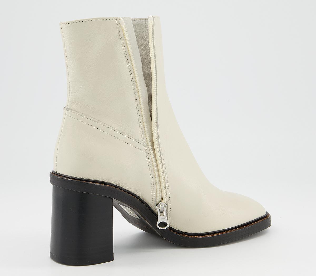 OFFICE Accent Randed Block Heel Boots OFFICE Accent Randed Block Heel Boots Bone Leather