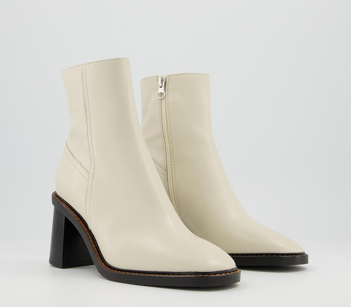 OFFICE Accent Randed Block Heel Boots OFFICE Accent Randed Block Heel Boots Bone Leather
