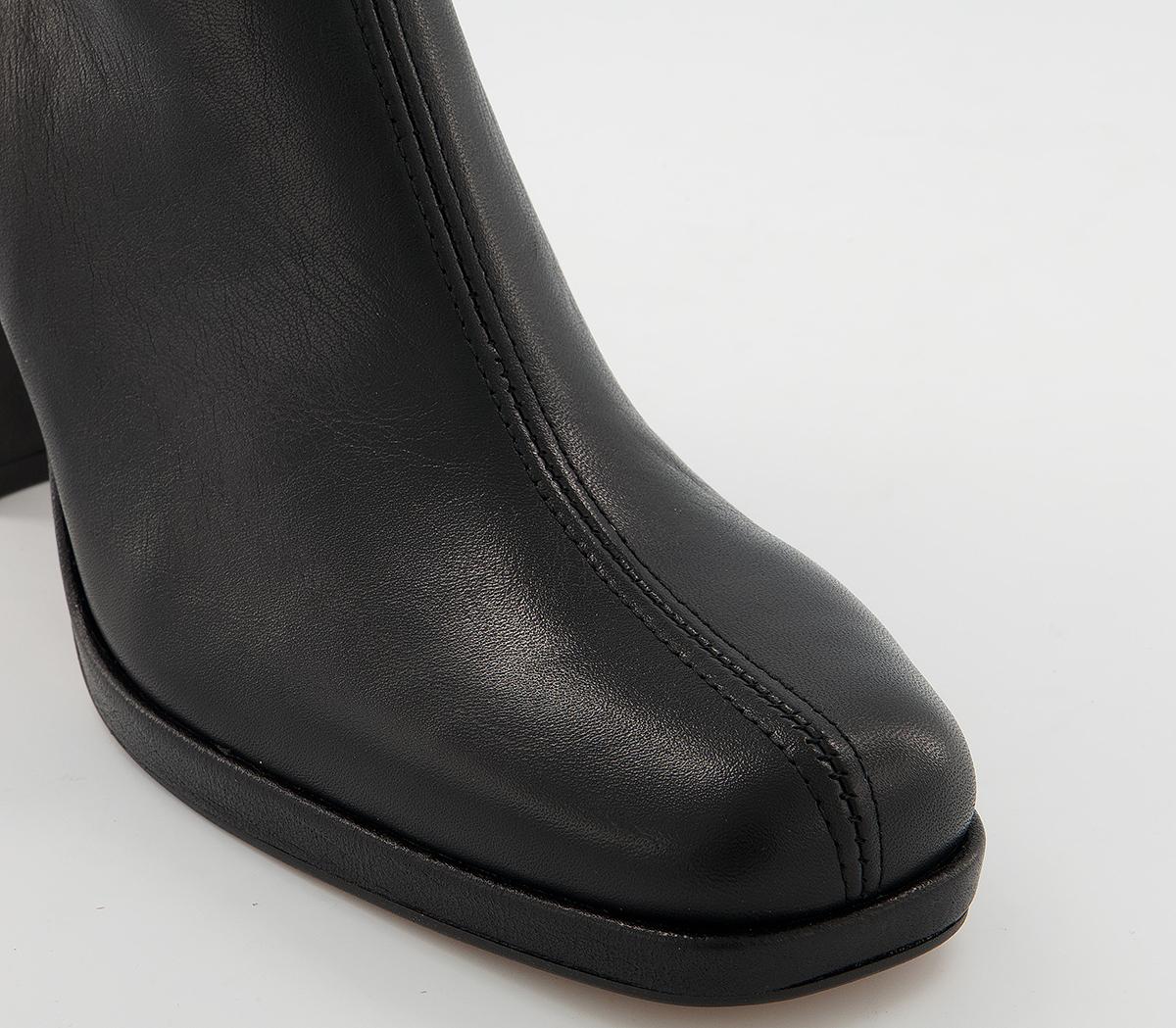 OFFICE Achieve Platform Smart Boots Black Leather - Womens