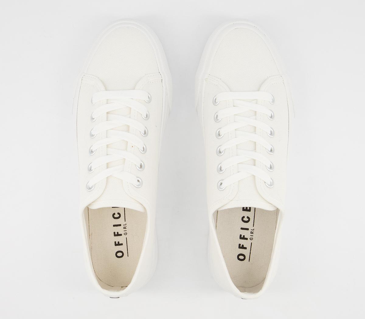 Office Feeling Flatform Lace Up Trainers Office Feeling Flatform Lace Up Trainers White Canvas