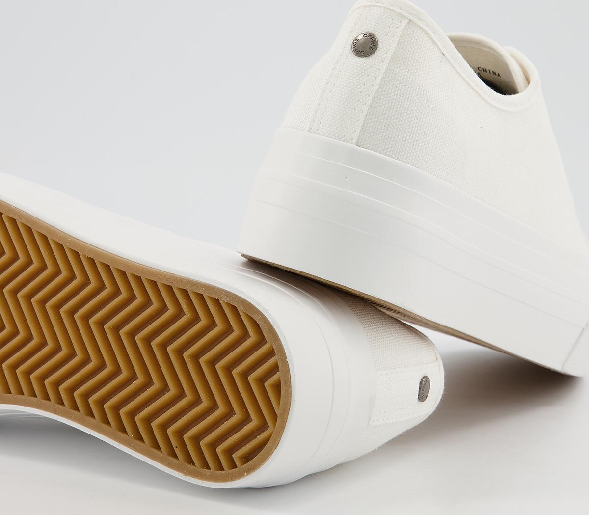 Office Feeling Flatform Lace Up Trainers Office Feeling Flatform Lace Up Trainers White Canvas