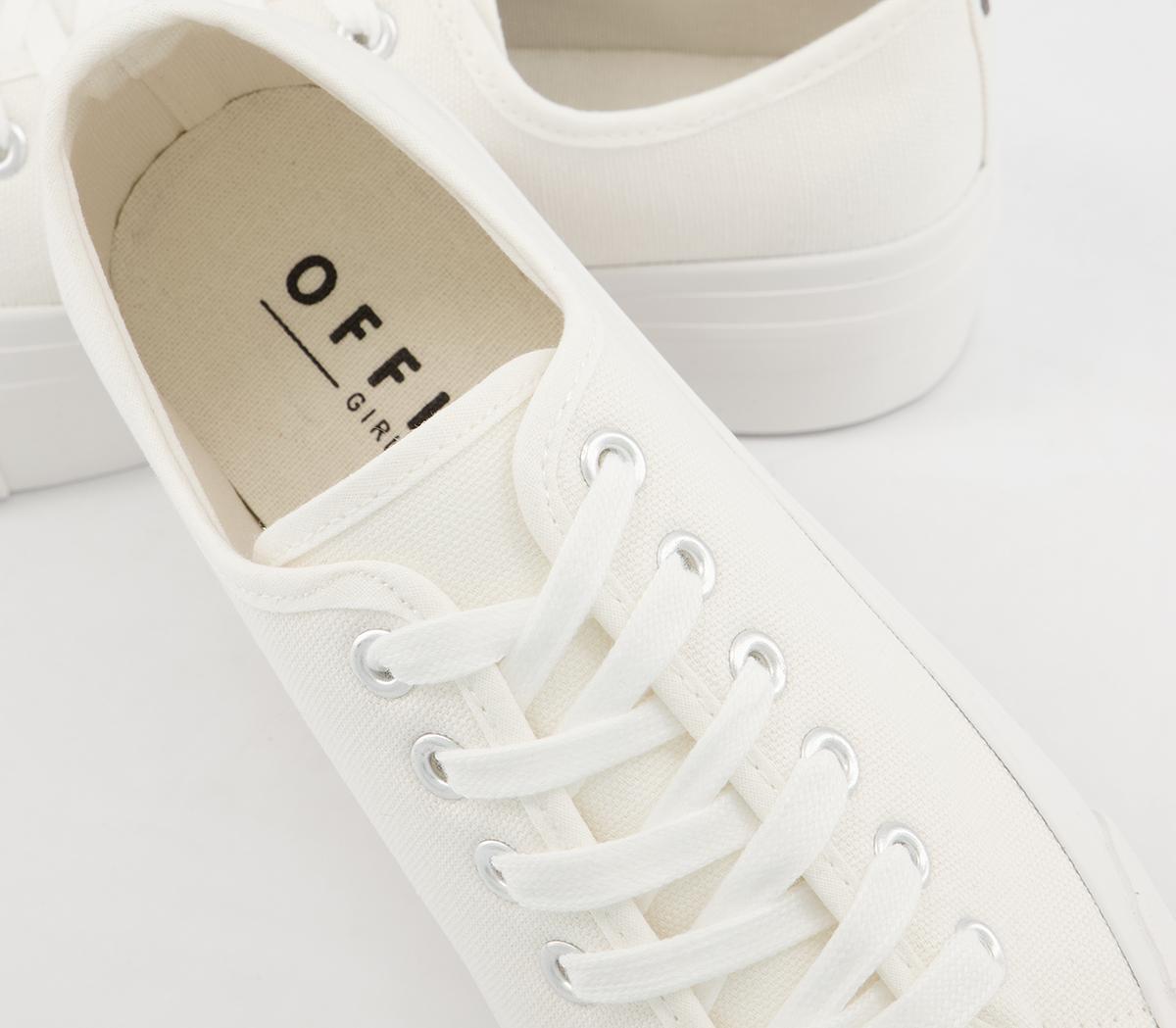 Office Feeling Flatform Lace Up Trainers Office Feeling Flatform Lace Up Trainers White Canvas