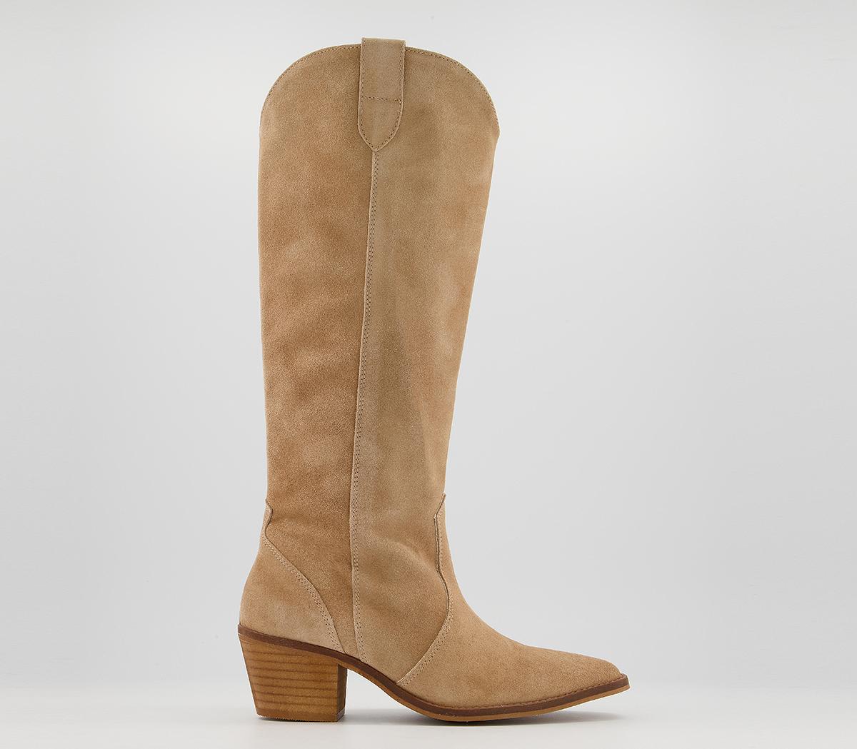 Camel knee clearance high suede boots