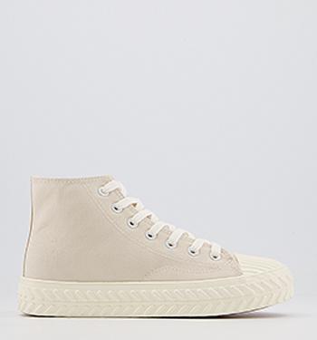 OFFICE Flourishing Textured Sole High Top Trainers Cream Canvas