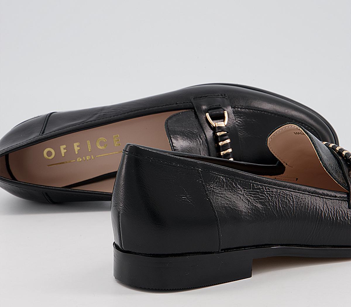 Office Faxed Feature Trim Loafers Office Faxed Feature Trim Loafers Black Leather