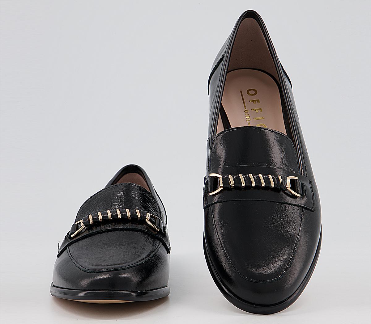 Office Faxed Feature Trim Loafers Office Faxed Feature Trim Loafers Black Leather