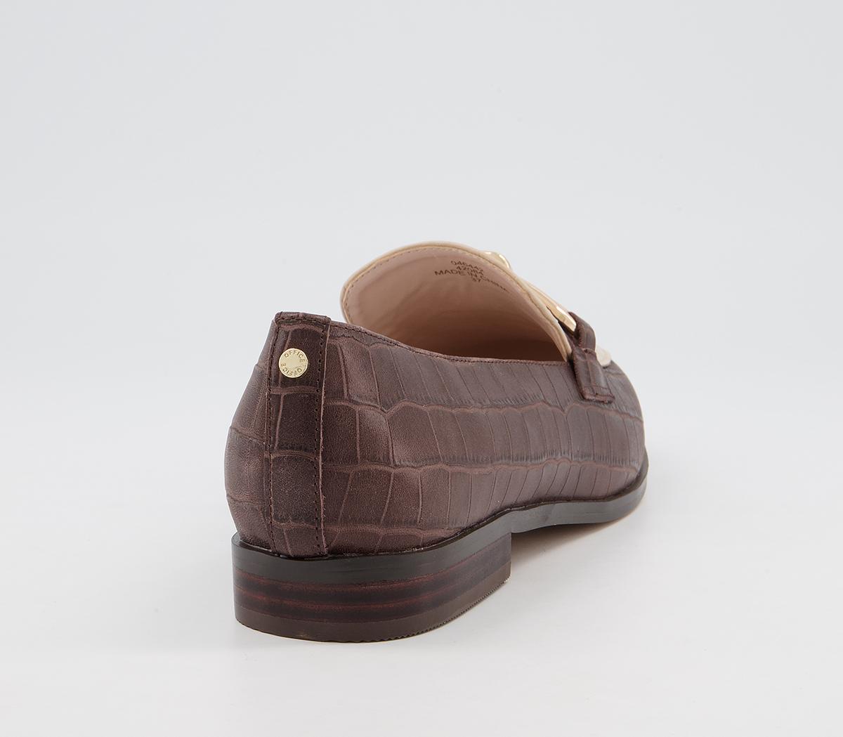 Office Finer Metal Trim Loafers Office Finer Metal Trim Loafers Brown Croc Off White Leather Mix