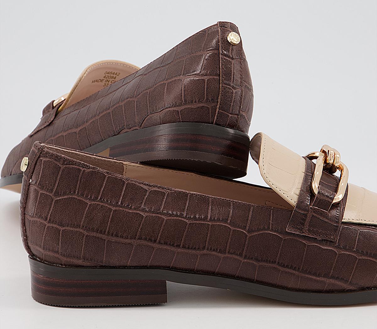 Office Finer Metal Trim Loafers Office Finer Metal Trim Loafers Brown Croc Off White Leather Mix