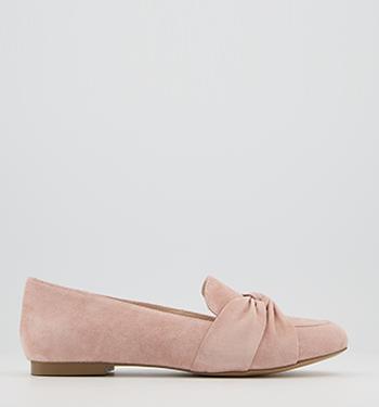 OFFICE Freely Twisted Vamp Loafer Shoes Soft Pink Suede