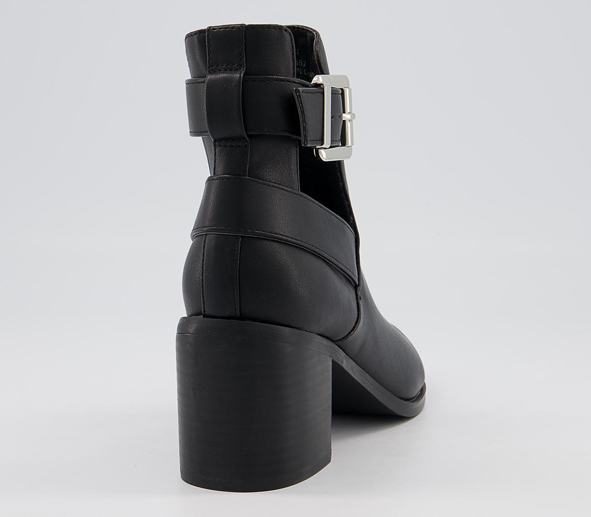OFFICEAdmit Cut Out Block Heel Boots OFFICEAdmit Cut Out Block Heel BootsBlack