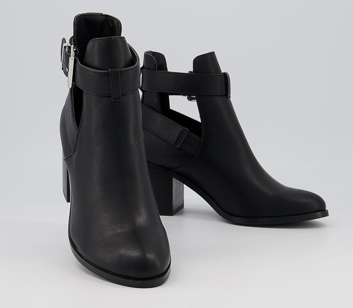 OFFICEAdmit Cut Out Block Heel Boots OFFICEAdmit Cut Out Block Heel BootsBlack
