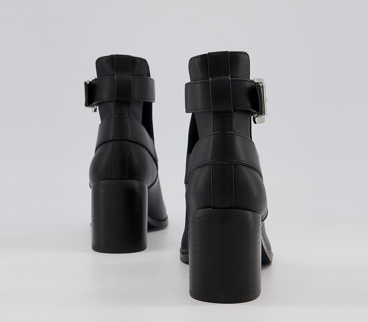 OFFICEAdmit Cut Out Block Heel Boots OFFICEAdmit Cut Out Block Heel BootsBlack