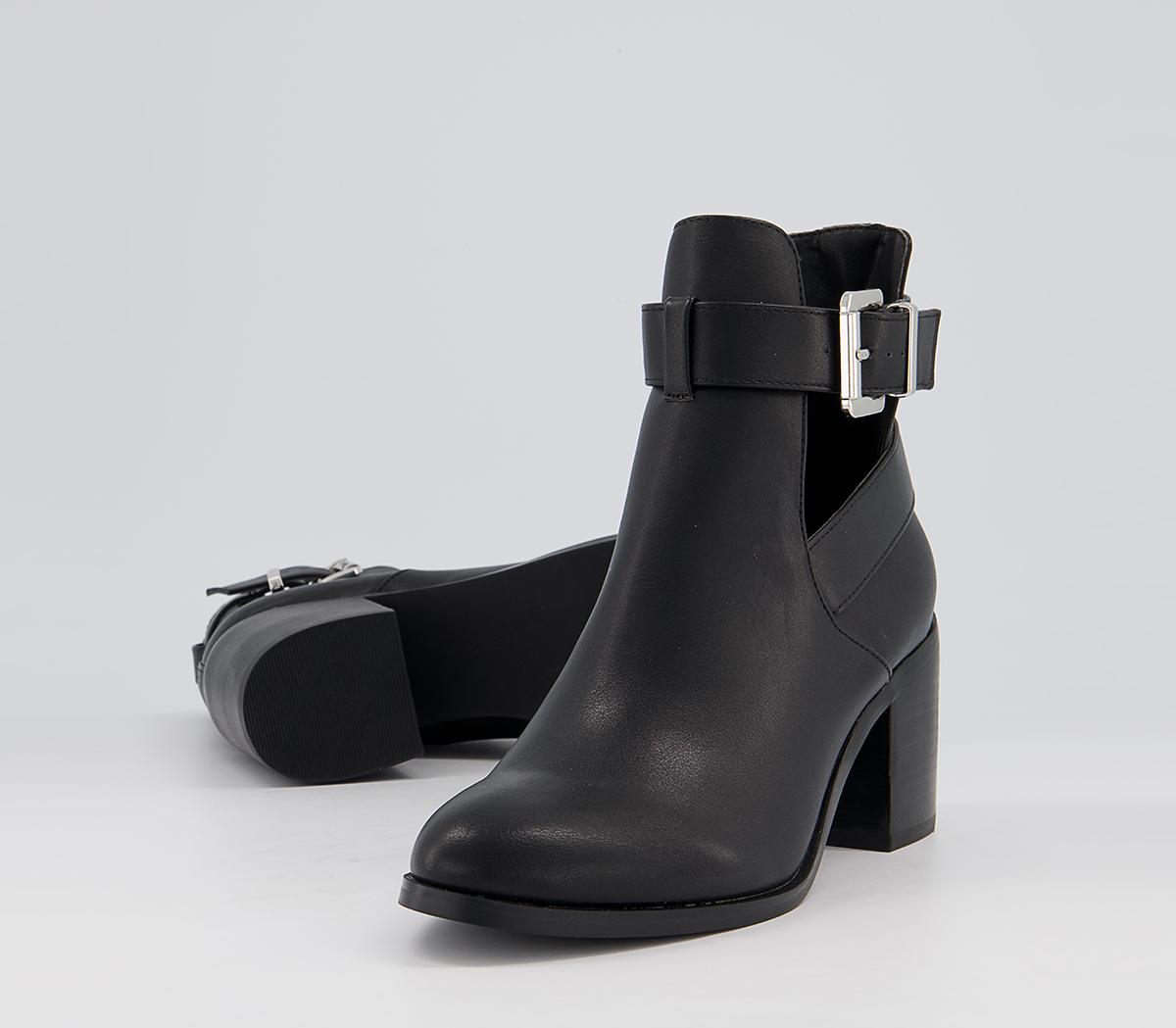 OFFICEAdmit Cut Out Block Heel Boots OFFICEAdmit Cut Out Block Heel BootsBlack