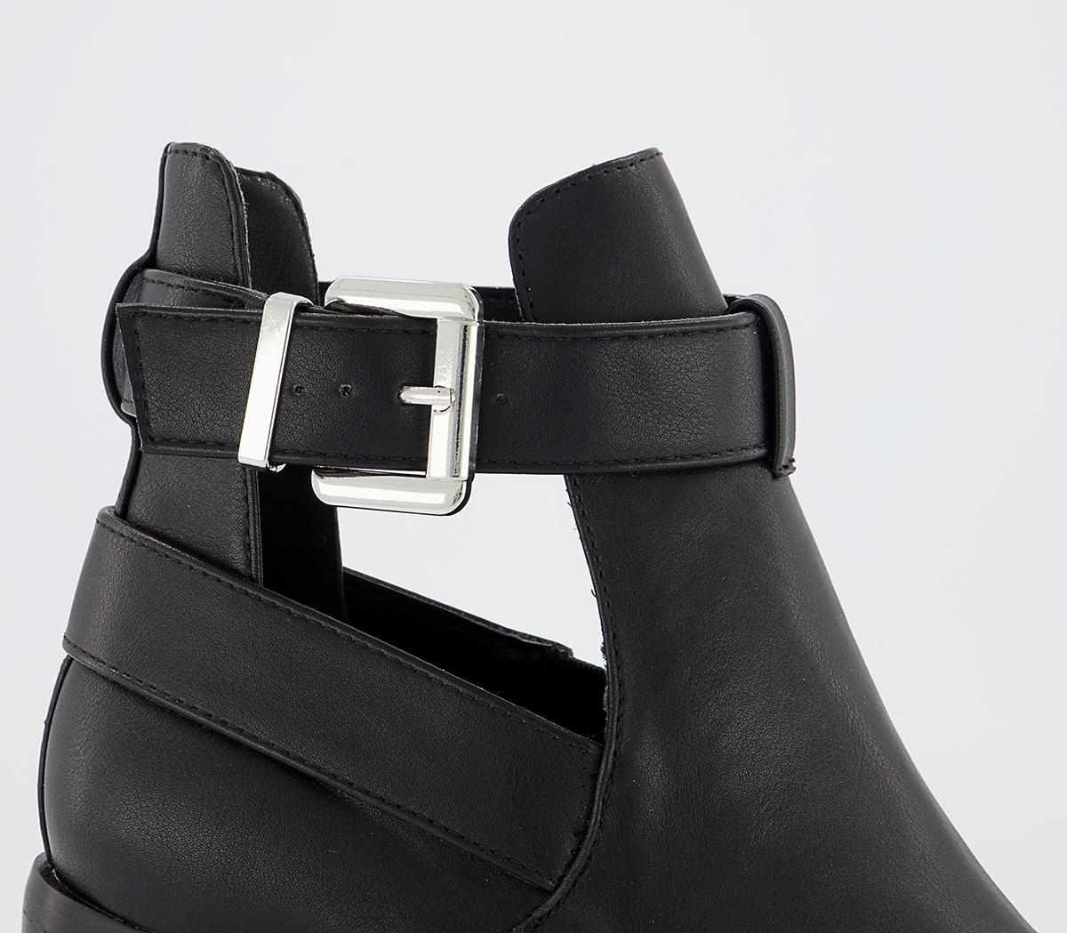 OFFICEAdmit Cut Out Block Heel Boots OFFICEAdmit Cut Out Block Heel BootsBlack