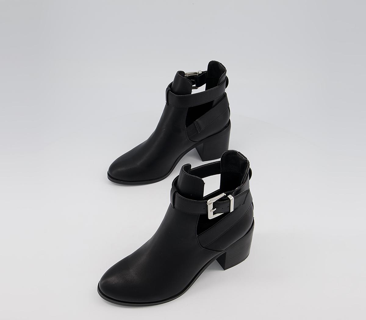 OFFICEAdmit Cut Out Block Heel Boots OFFICEAdmit Cut Out Block Heel BootsBlack