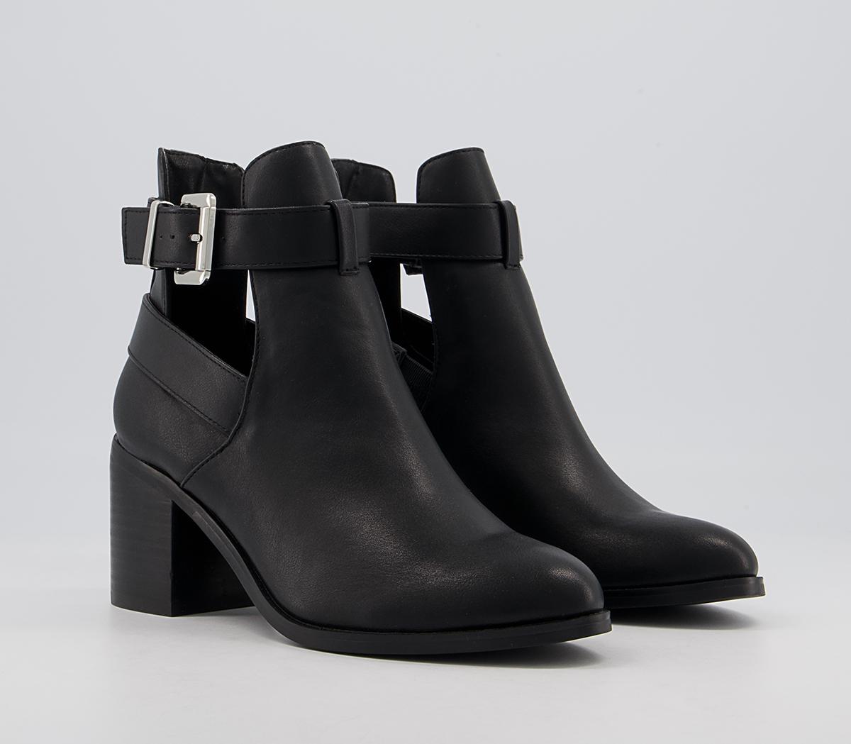 OFFICEAdmit Cut Out Block Heel Boots OFFICEAdmit Cut Out Block Heel BootsBlack