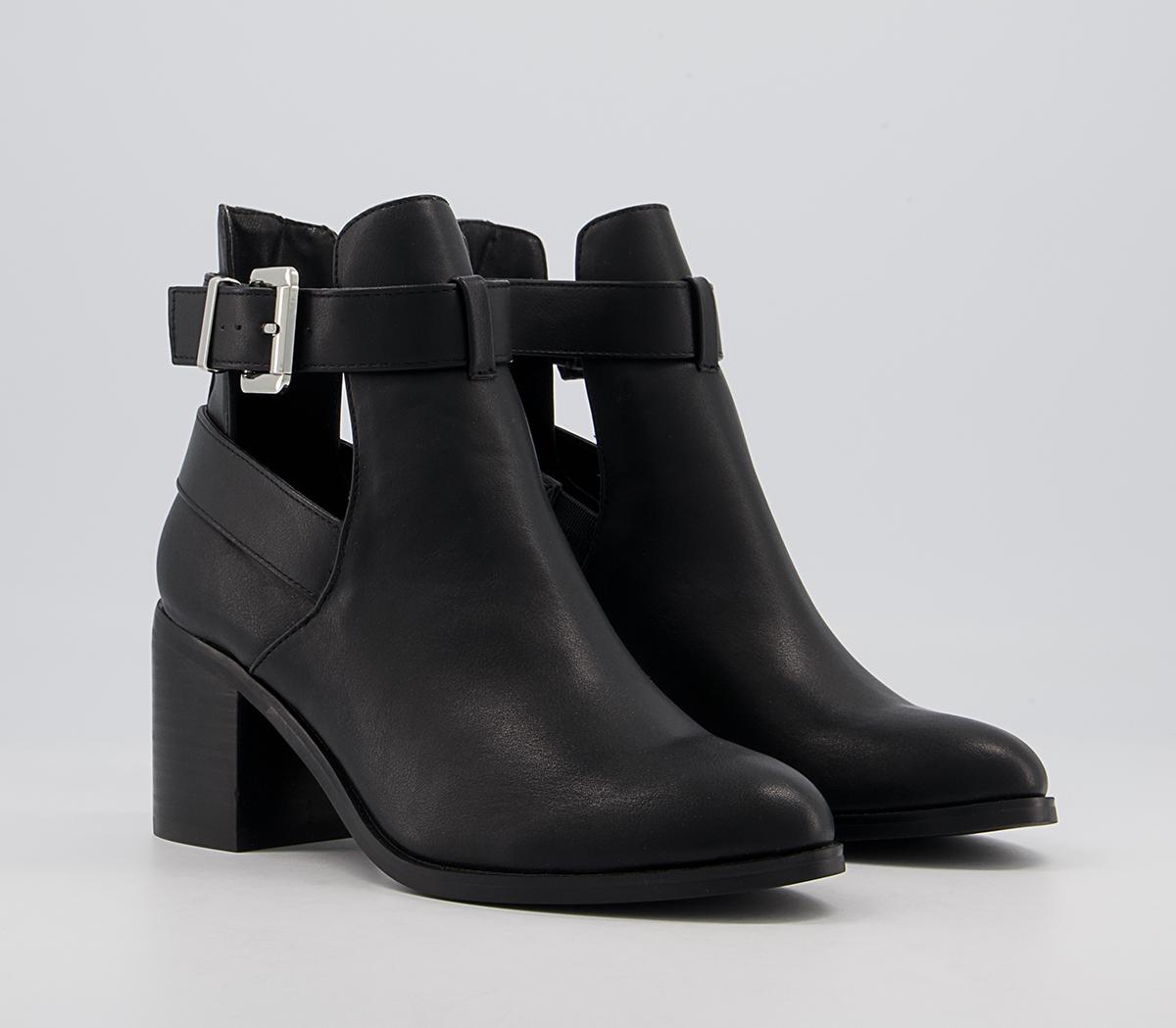 OFFICE Admit Cut Out Block Heel Boots Black - Women's Boots