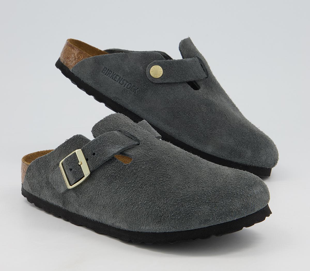 BIRKENSTOCK Boston Clogs Dark Grey Flat Shoes for Women