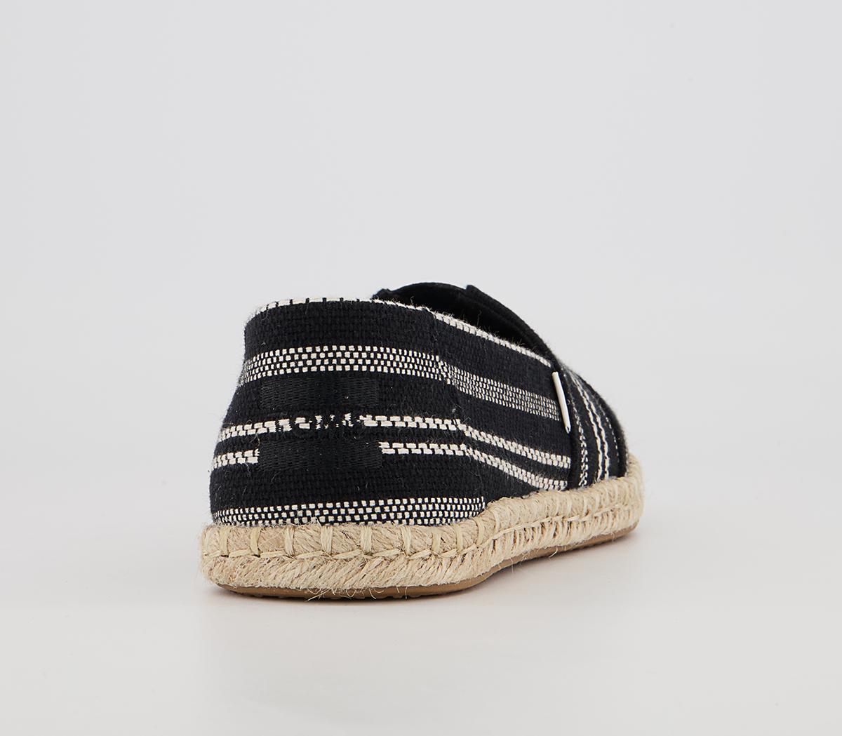 TOMS Alpargata Rope Slip Ons TOMS Alpargata Rope Slip Ons Black Global Stripe
