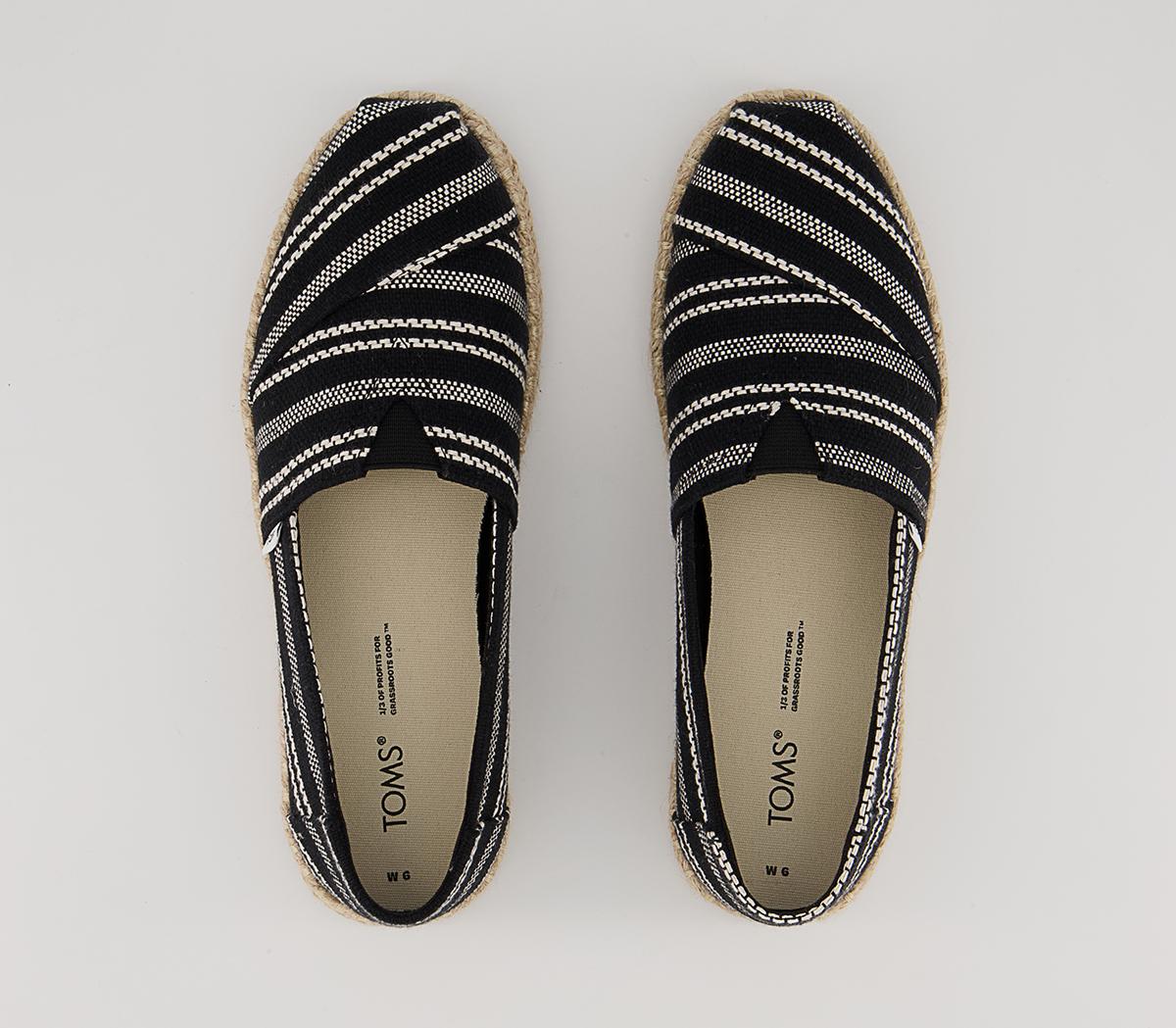 TOMS Alpargata Rope Slip Ons TOMS Alpargata Rope Slip Ons Black Global Stripe