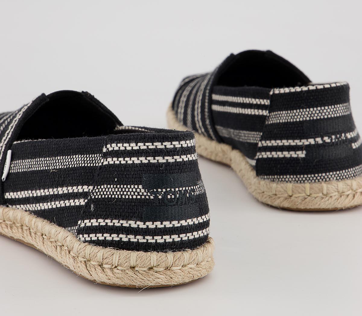 TOMS Alpargata Rope Slip Ons TOMS Alpargata Rope Slip Ons Black Global Stripe