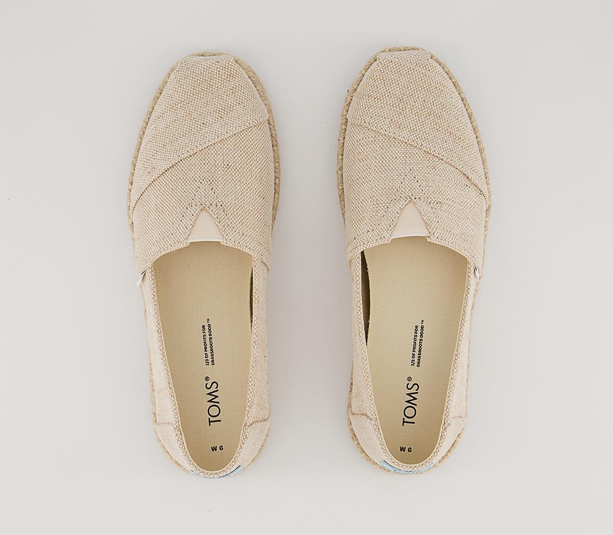 TOMS Alpargata Rope Slip Ons Natural Metallic Woven - Flat Shoes for Women