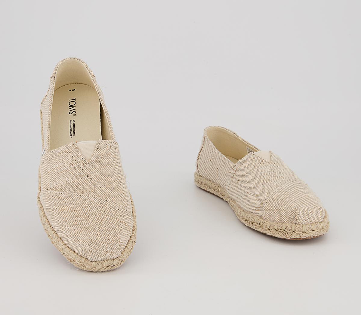 TOMS Alpargata Rope Slip Ons TOMS Alpargata Rope Slip Ons Natural Metallic Woven