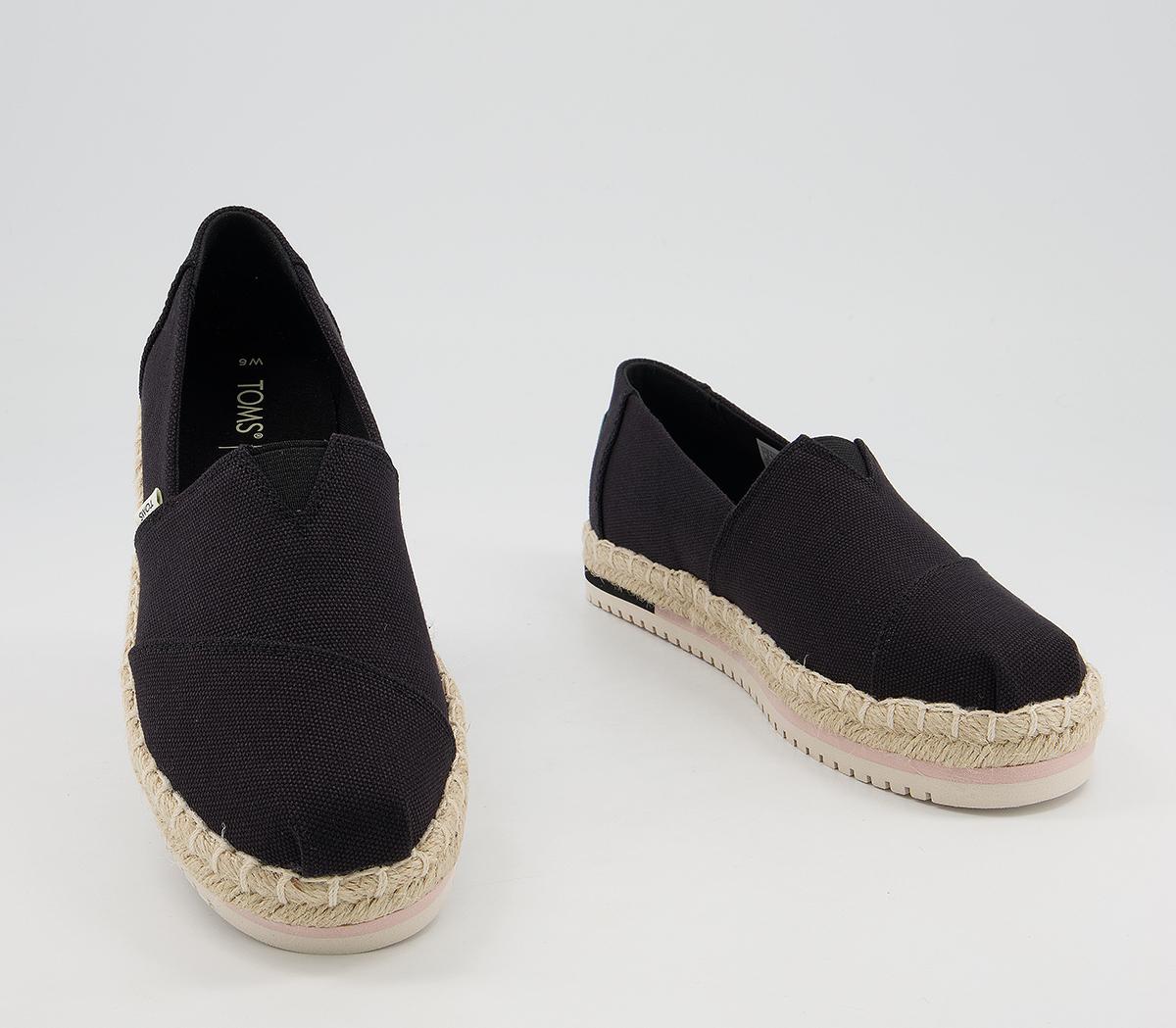 TOMS Alpargata Platform Rope Espadrilles Black - Women's Vegan Shoes