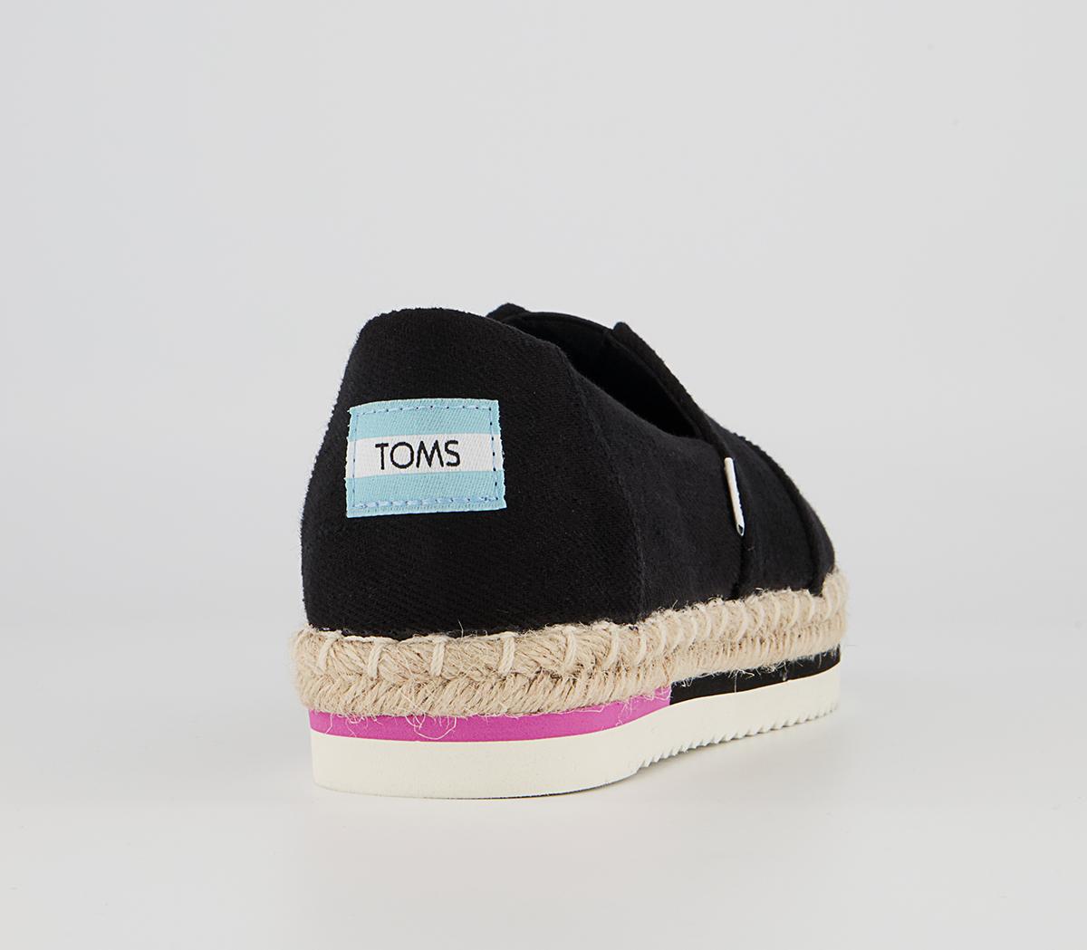 TOMS Alpargata Platform Rope Slip Ons TOMS Alpargata Platform Rope Slip Ons Black Heavy Twill