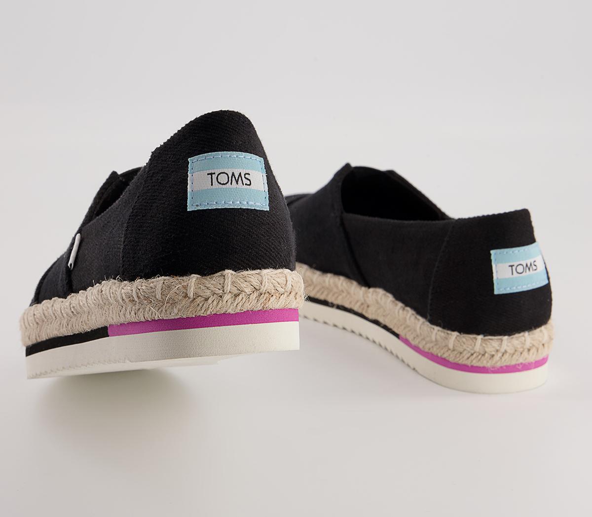 TOMS Alpargata Platform Rope Slip Ons TOMS Alpargata Platform Rope Slip Ons Black Heavy Twill
