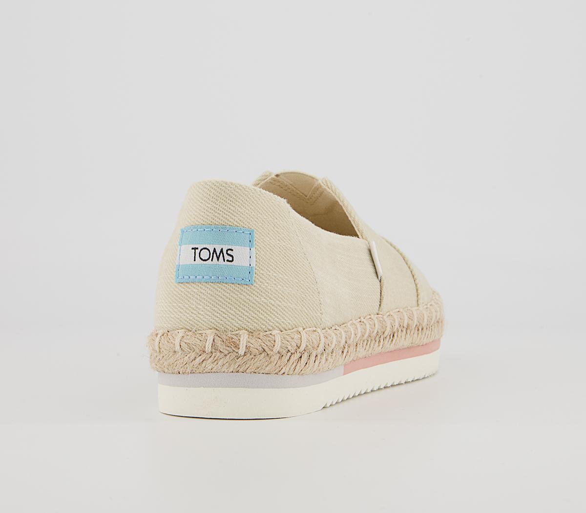 TOMS Alpargata Platform Rope Slip Ons TOMS Alpargata Platform Rope Slip Ons Natural Heavy Twill
